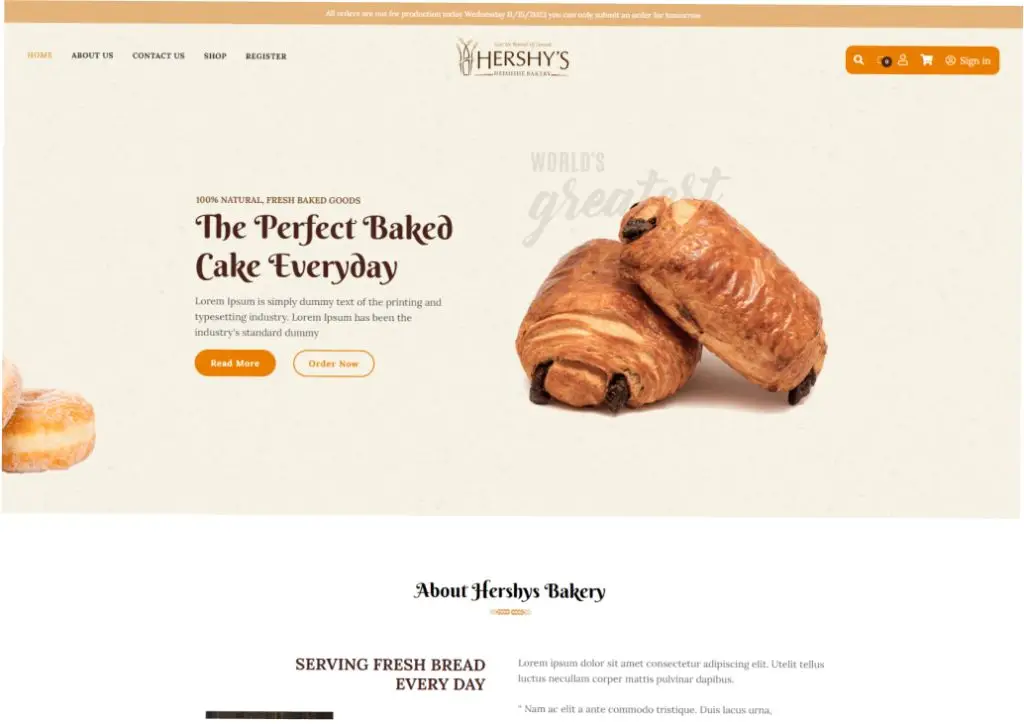 Hershy's Bakery — Online store